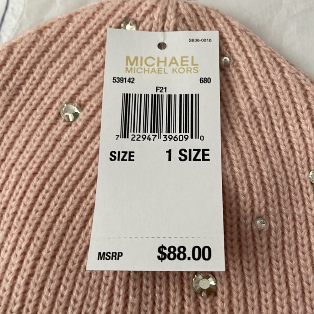 ♥️michael Kors♥️Crystal Embellished Ribbed Hat one size - Picture 6 of 6